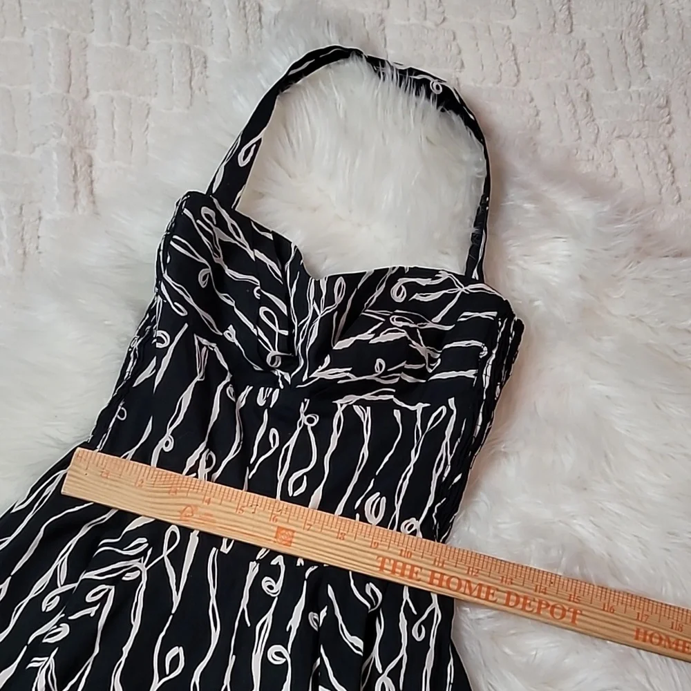 Anthropologie Girls of Savoy Cerys Dress Size 0 Halter 60s Black White Midi - Picture 5 of 10